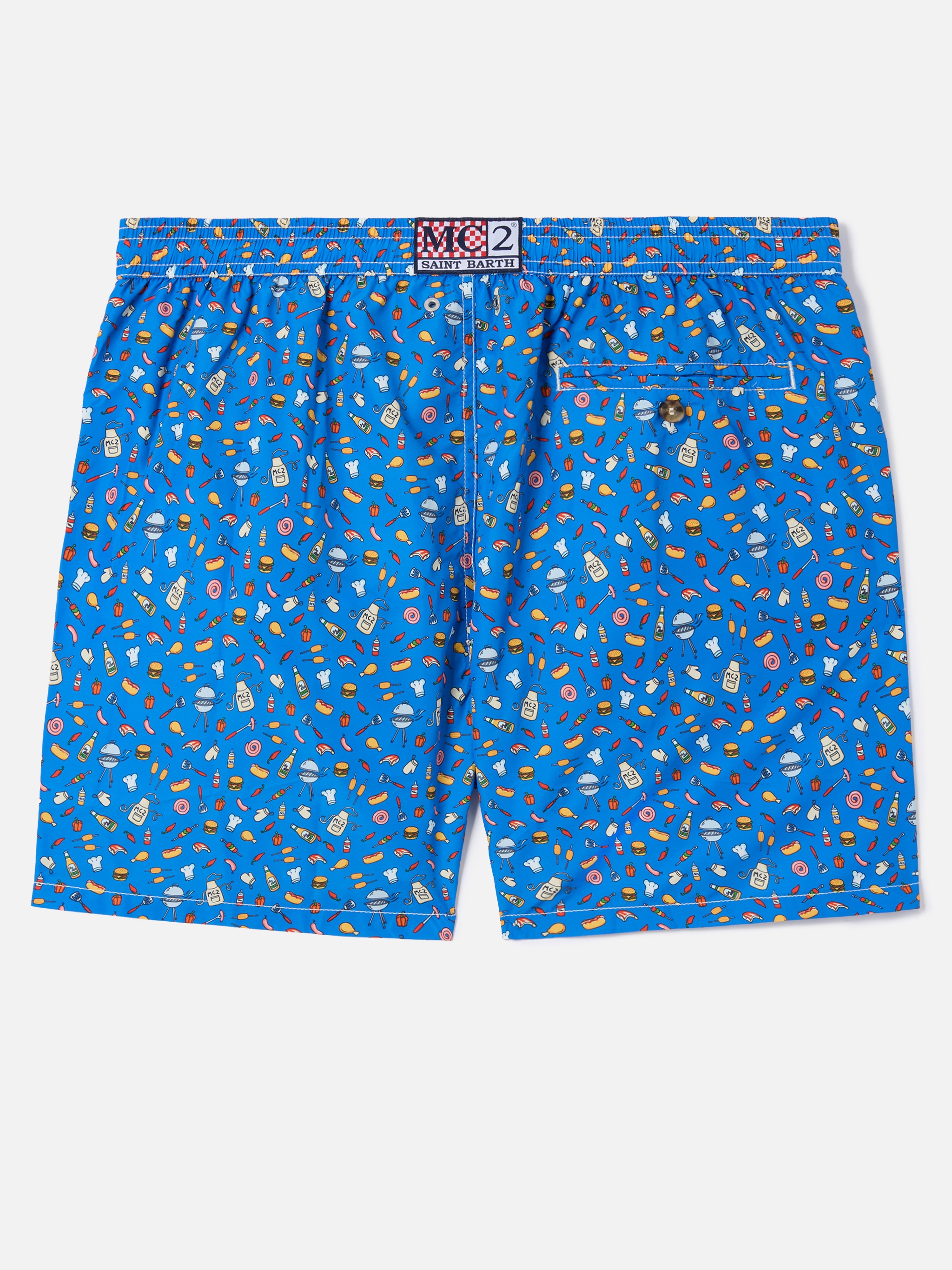 Calções de Banho com Estampado BBQ Azul-índigo-6