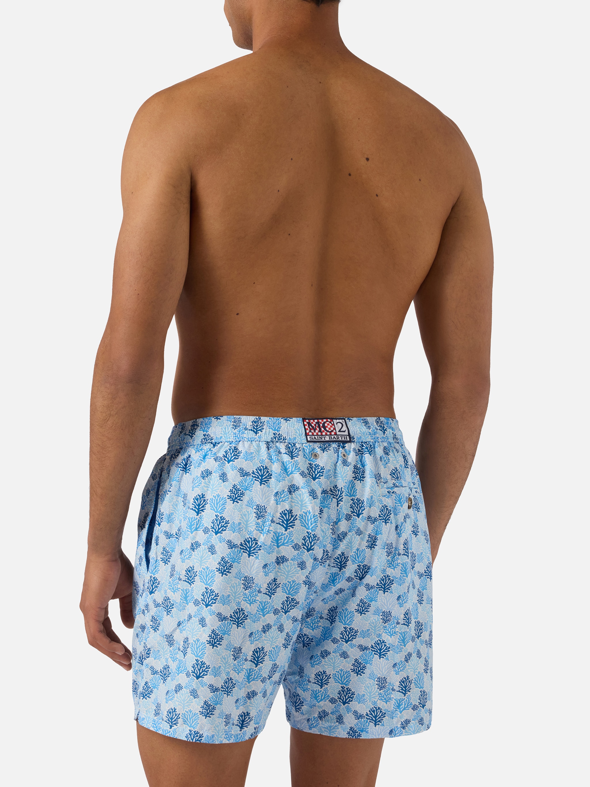 Calções de Banho com Estampado de Arbustos Azul-claro-2