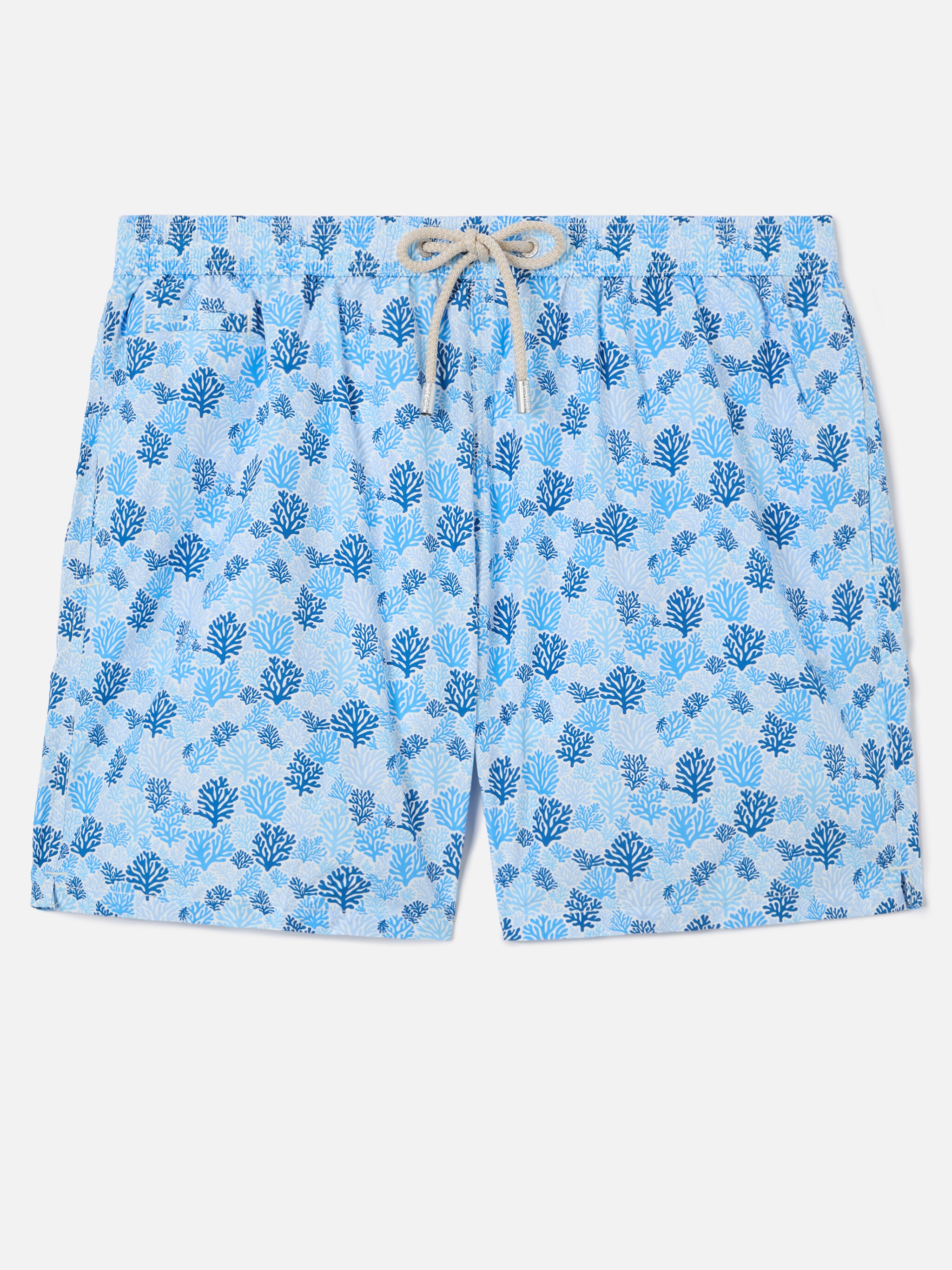 Calções de Banho com Estampado de Arbustos Azul-claro-5