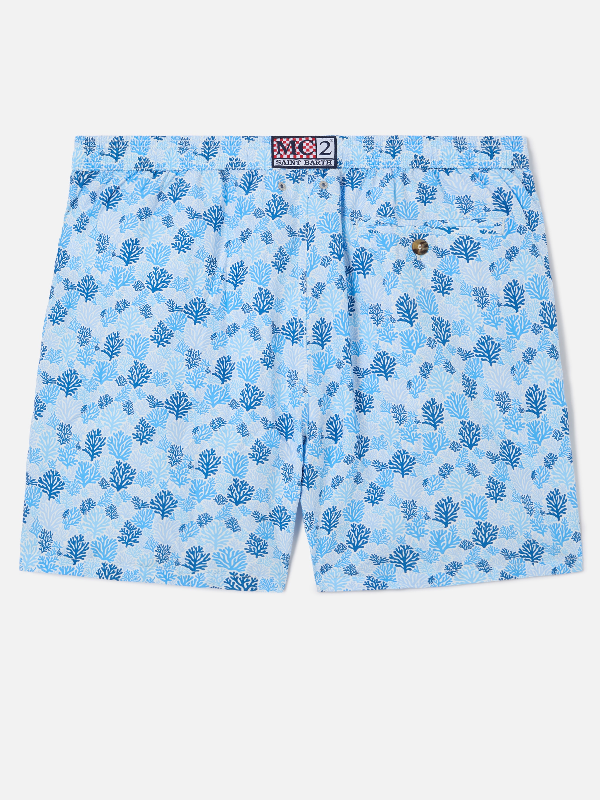 Calções de Banho com Estampado de Arbustos Azul-claro-6