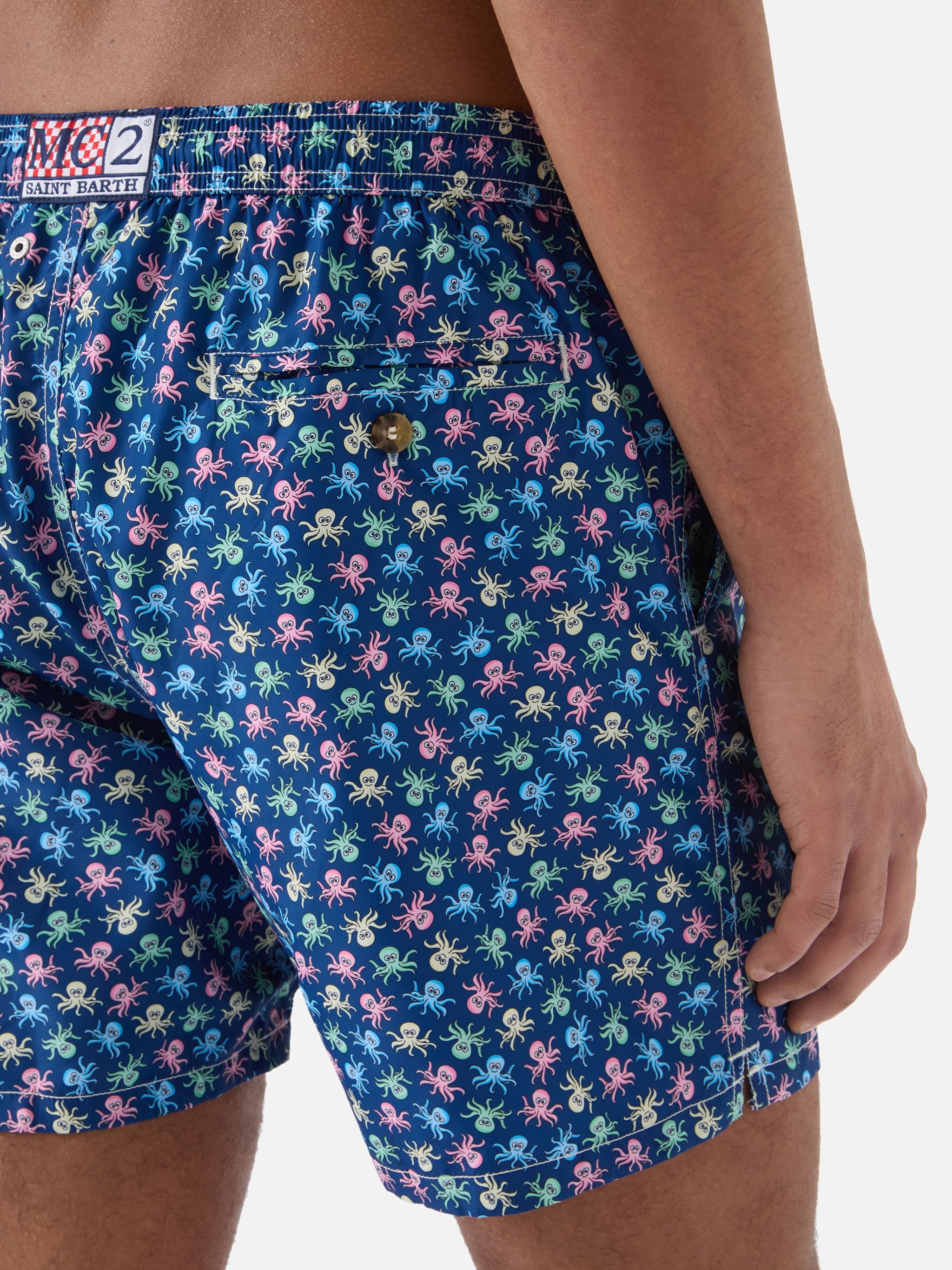 Calções de Banho com Estampado de Polvos Azul-marinho-3
