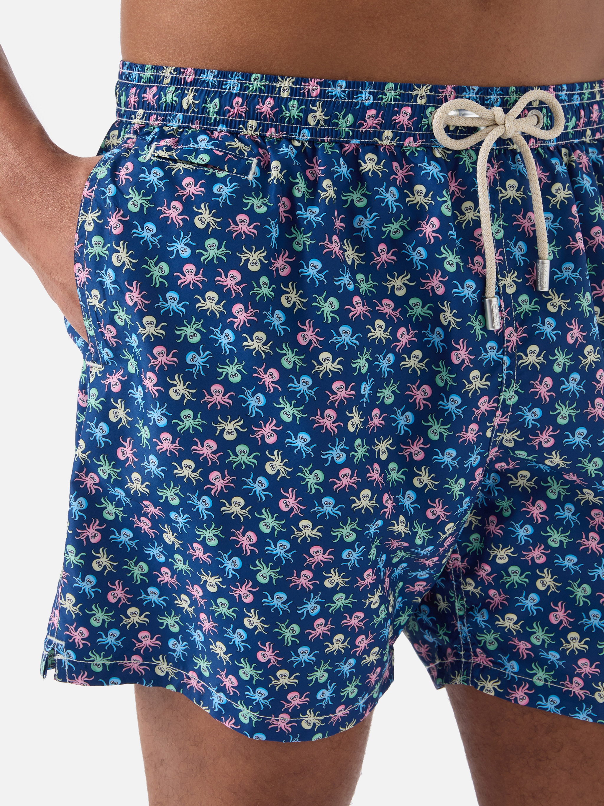 Calções de Banho com Estampado de Polvos Azul-marinho-4