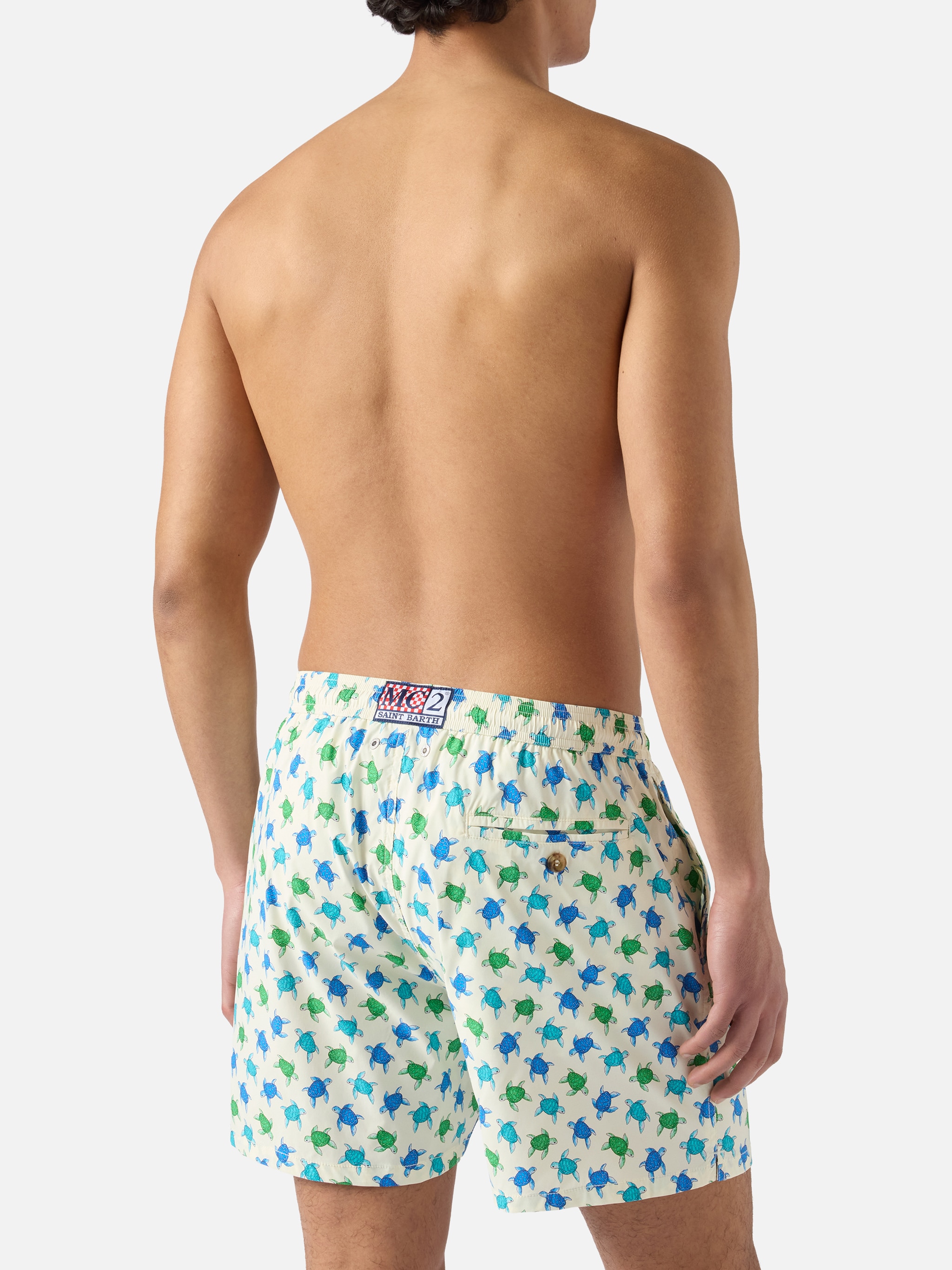 Calções de Banho com Estampado de Tartarugas Cru-2