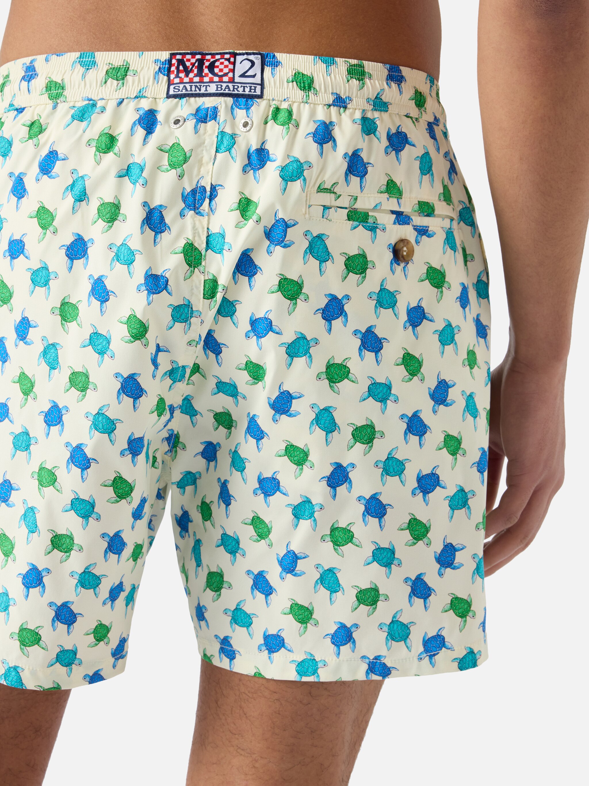 Calções de Banho com Estampado de Tartarugas Cru-4