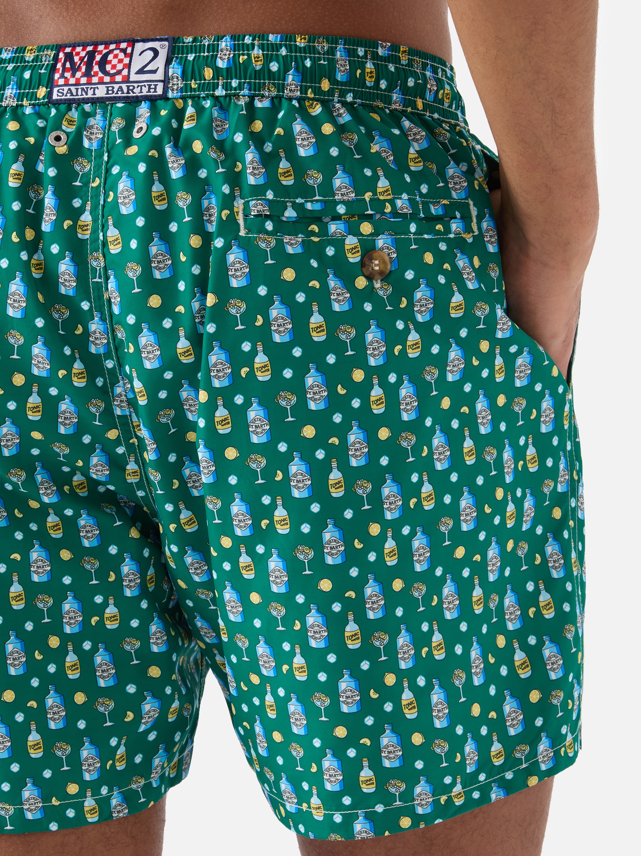 Calções de Banho com Estampado de Gin Tónico Azul-4