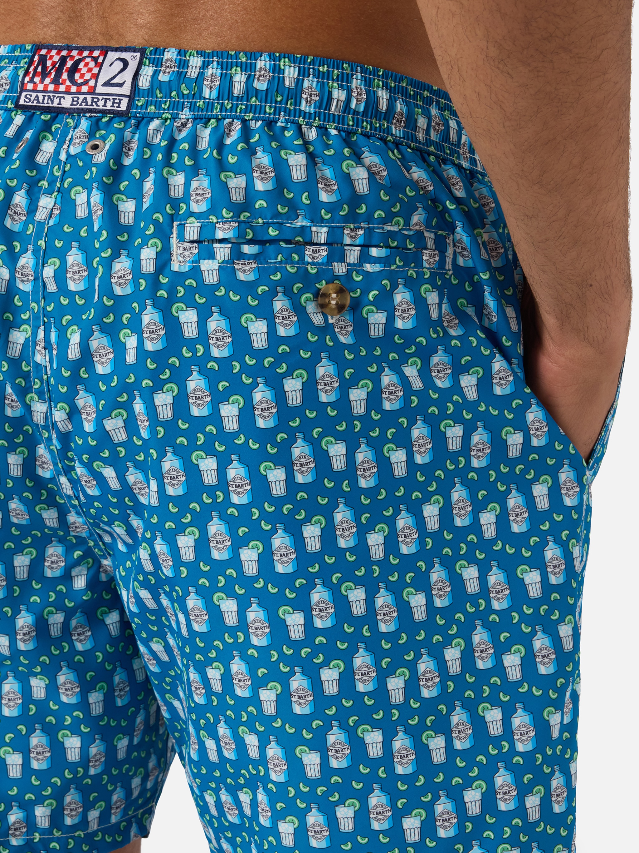 Calções de Banho com Estampado de Gin Tónico Azul-4
