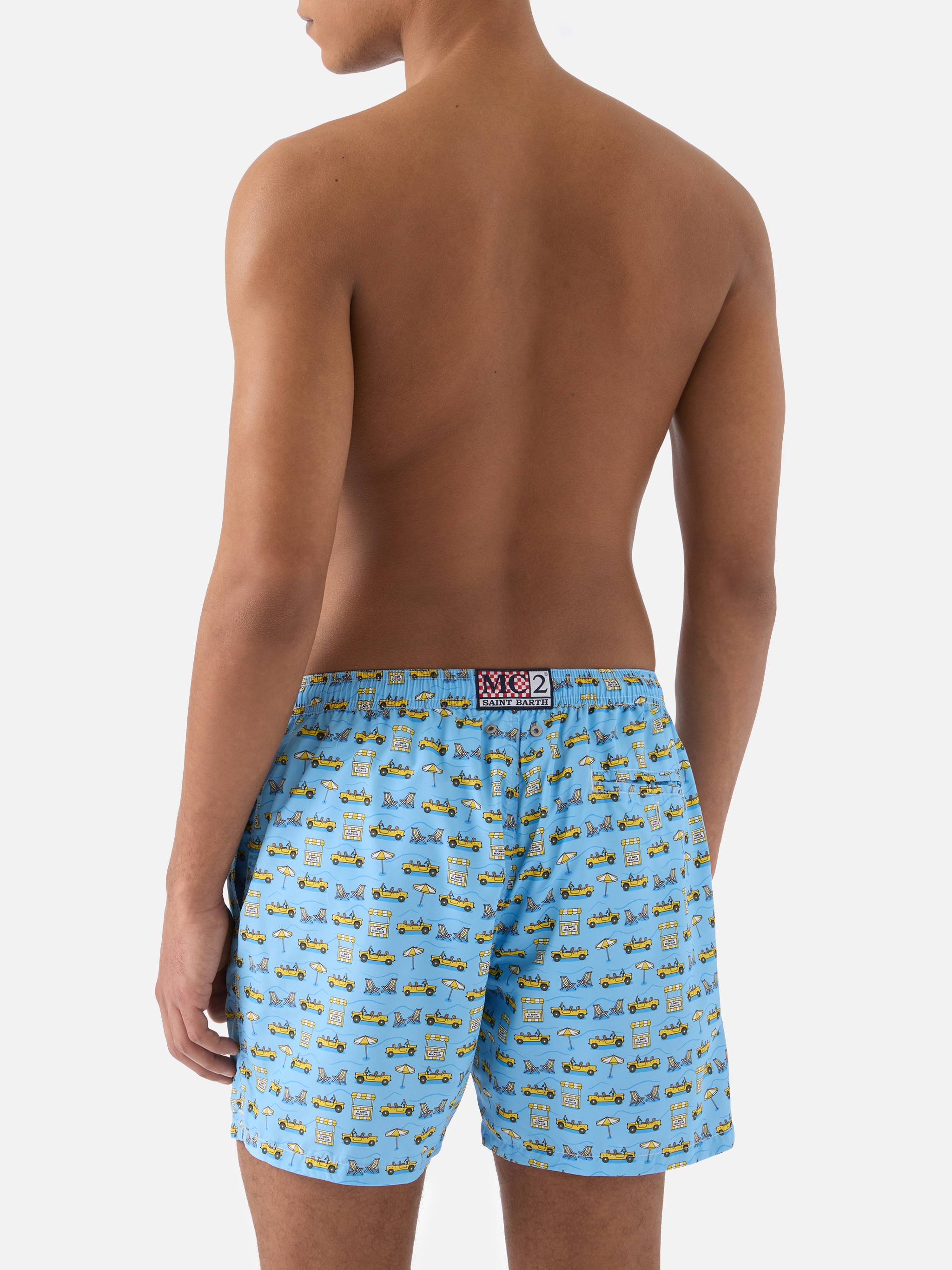 Calções de Banho com Estampado de Carros Azul-claro-2