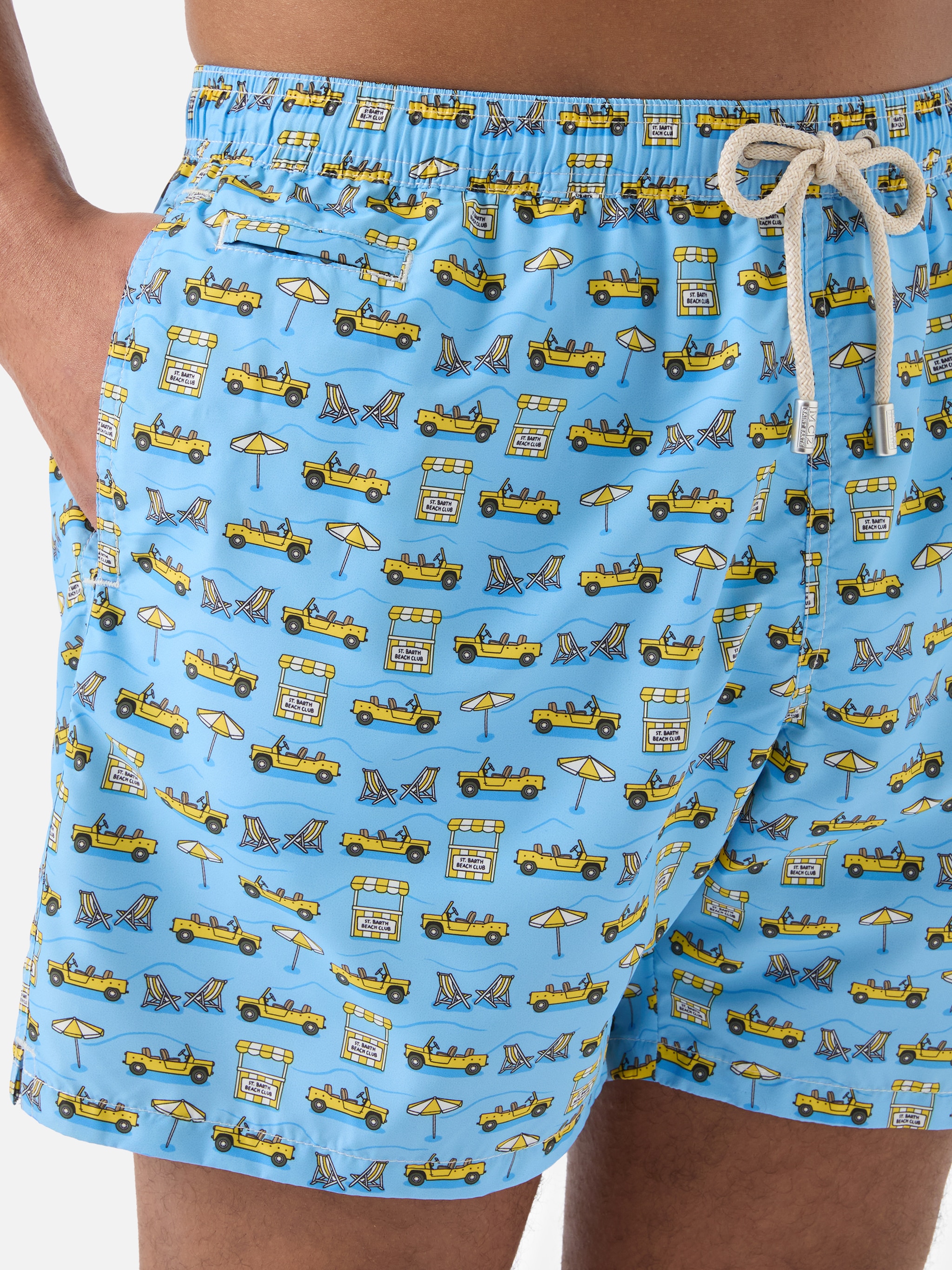 Calções de Banho com Estampado de Carros Azul-claro-3