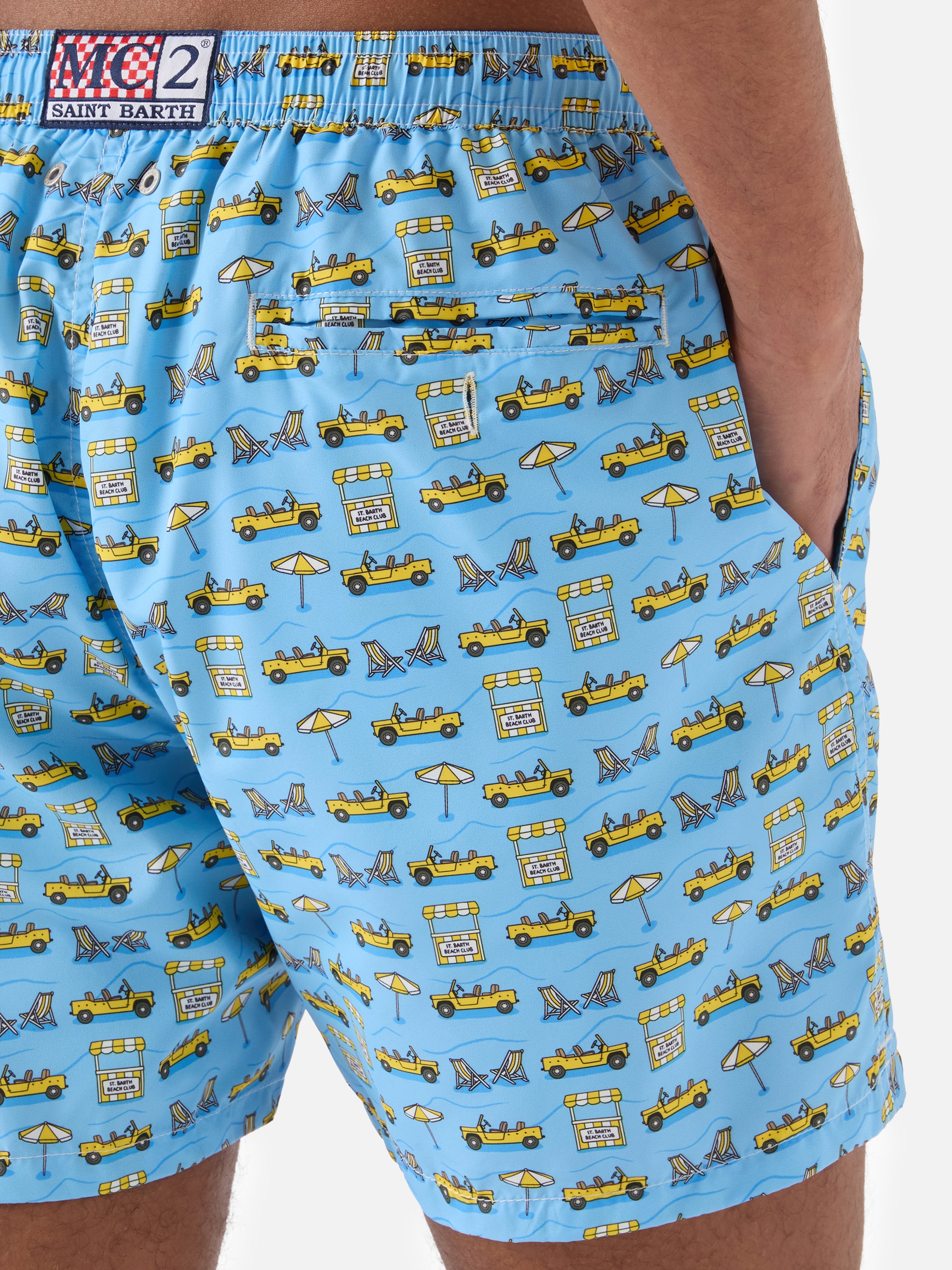 Calções de Banho com Estampado de Carros Azul-claro-4