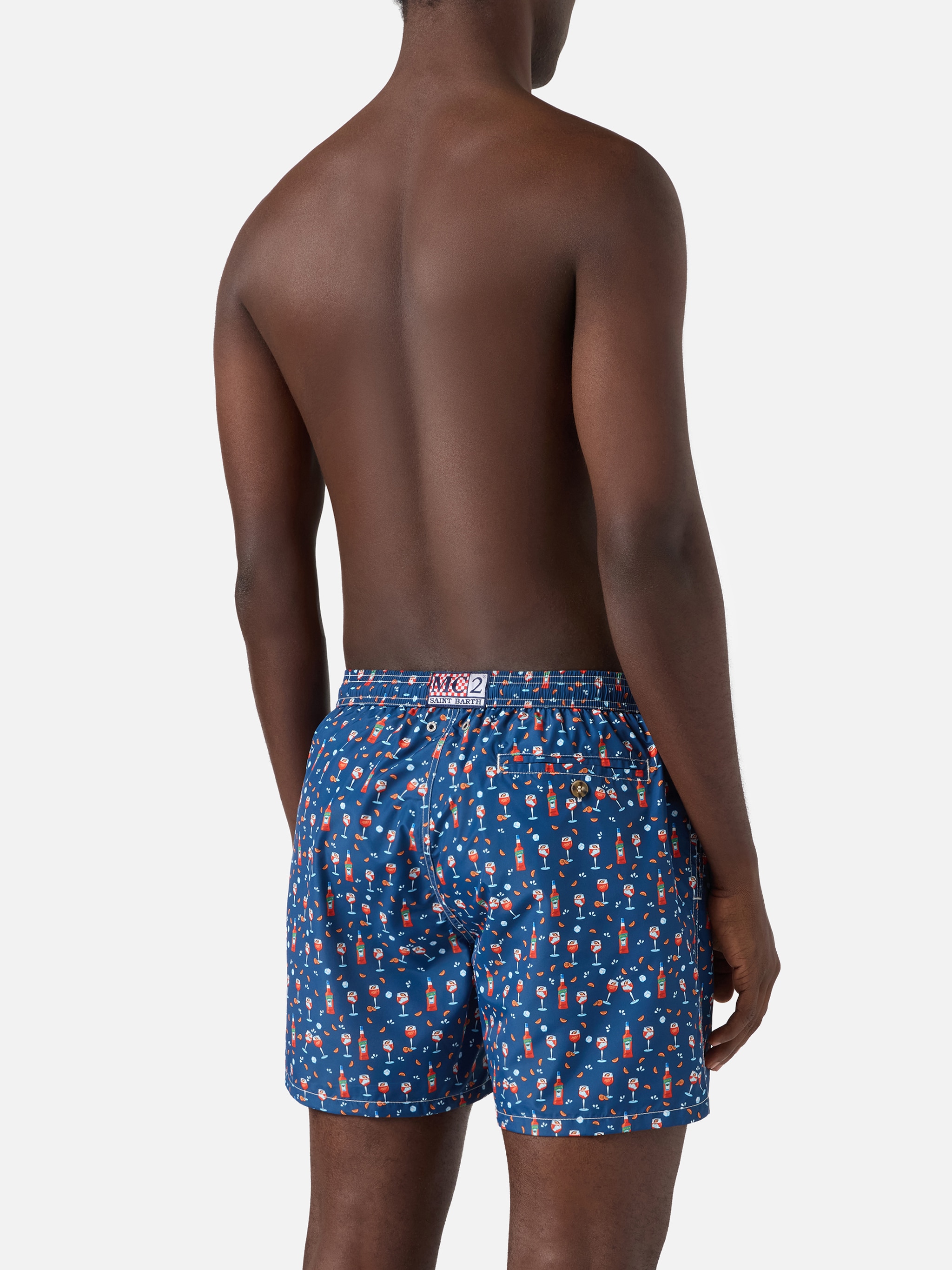 Calções de Banho com Estampado de Copos e Garrafas Azul-marinho-2