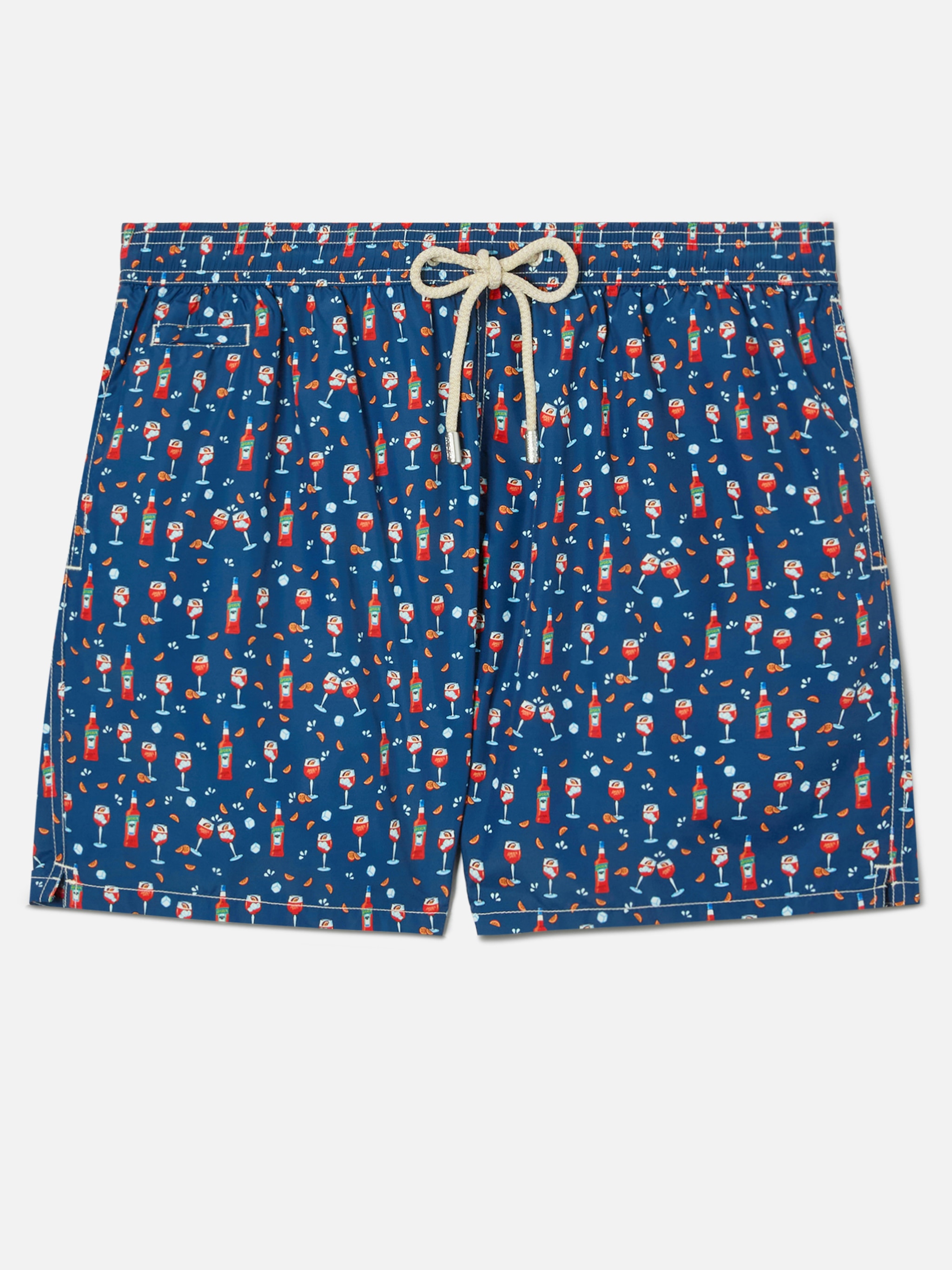 Calções de Banho com Estampado de Copos e Garrafas Azul-marinho-5