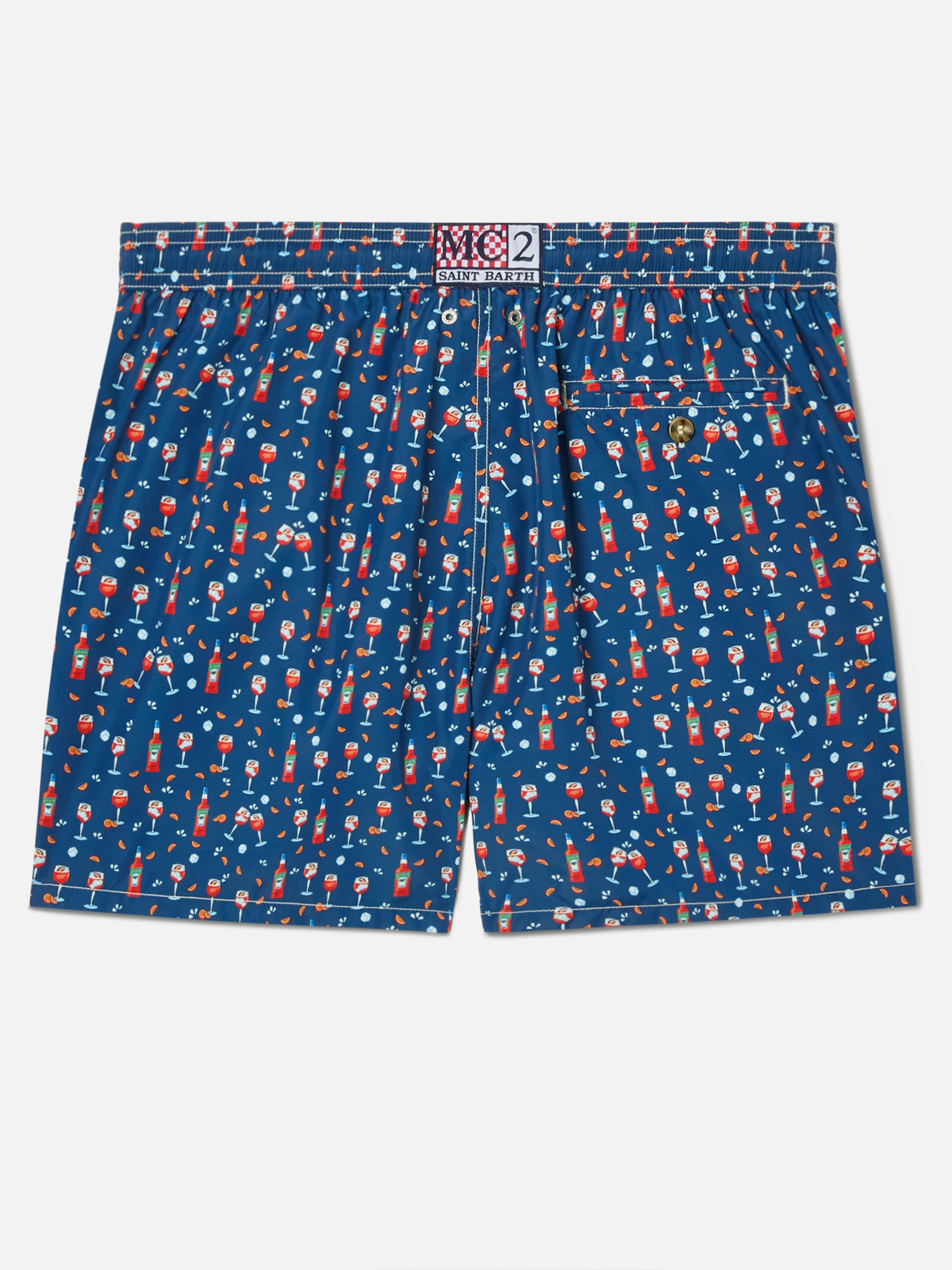 Calções de Banho com Estampado de Copos e Garrafas Azul-marinho-6