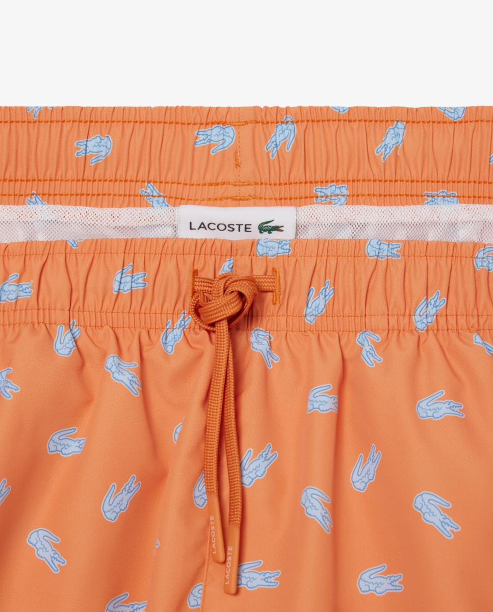 Fato de Banho de Comprido Médio com Estampado de Crocodilo Laranja-2