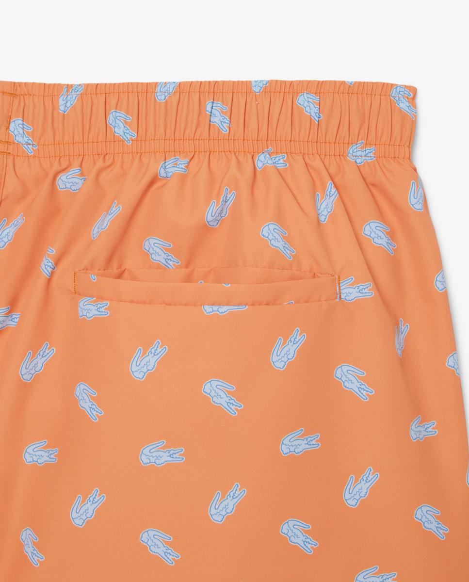 Fato de Banho de Comprido Médio com Estampado de Crocodilo Laranja-3