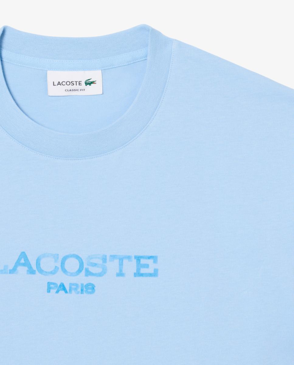 T-shirt de Jersey de Algodão Impressa de Corte Clássico Celeste-3