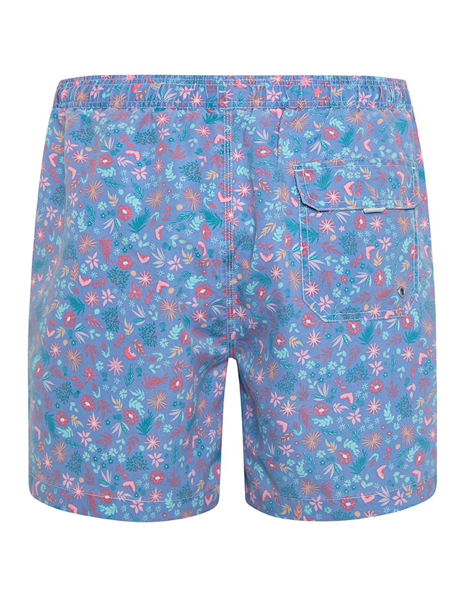 Calções de Banho com Estampado Floral Azul-claro-2