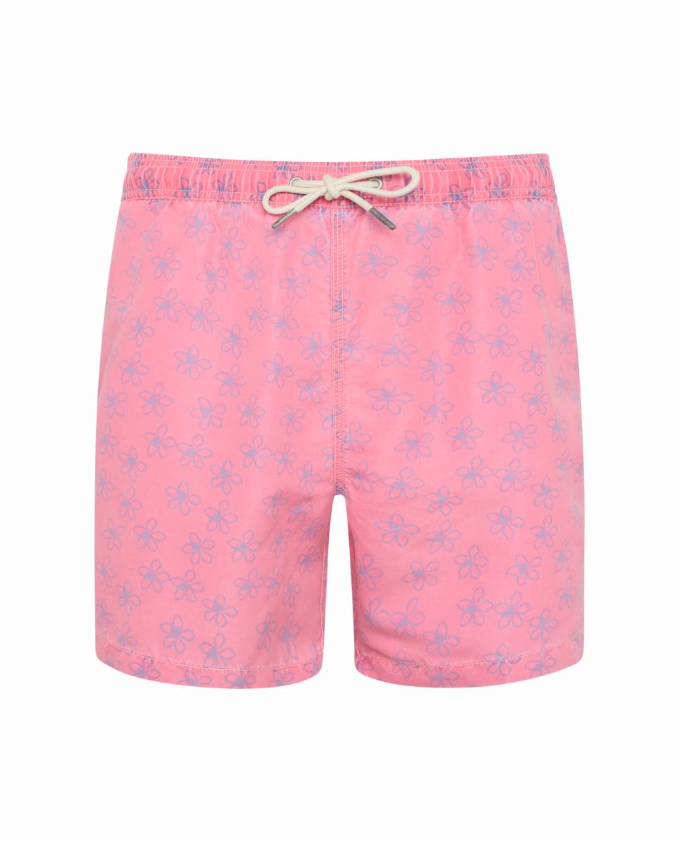 Calções de Banho Hibiscos Rosa-claro-1