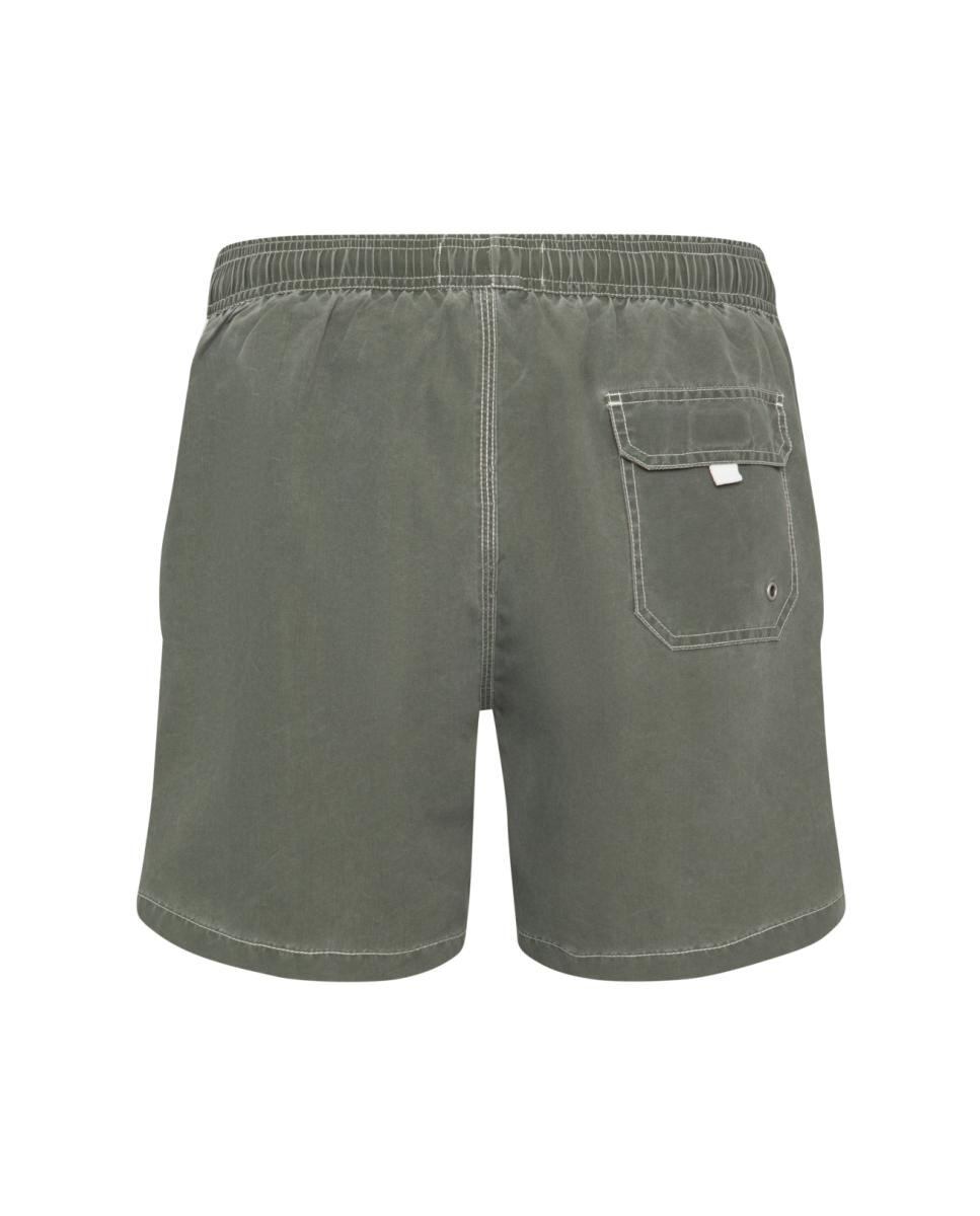 Calções de Banho Lisos com Efeito de Lavagem Caqui-2