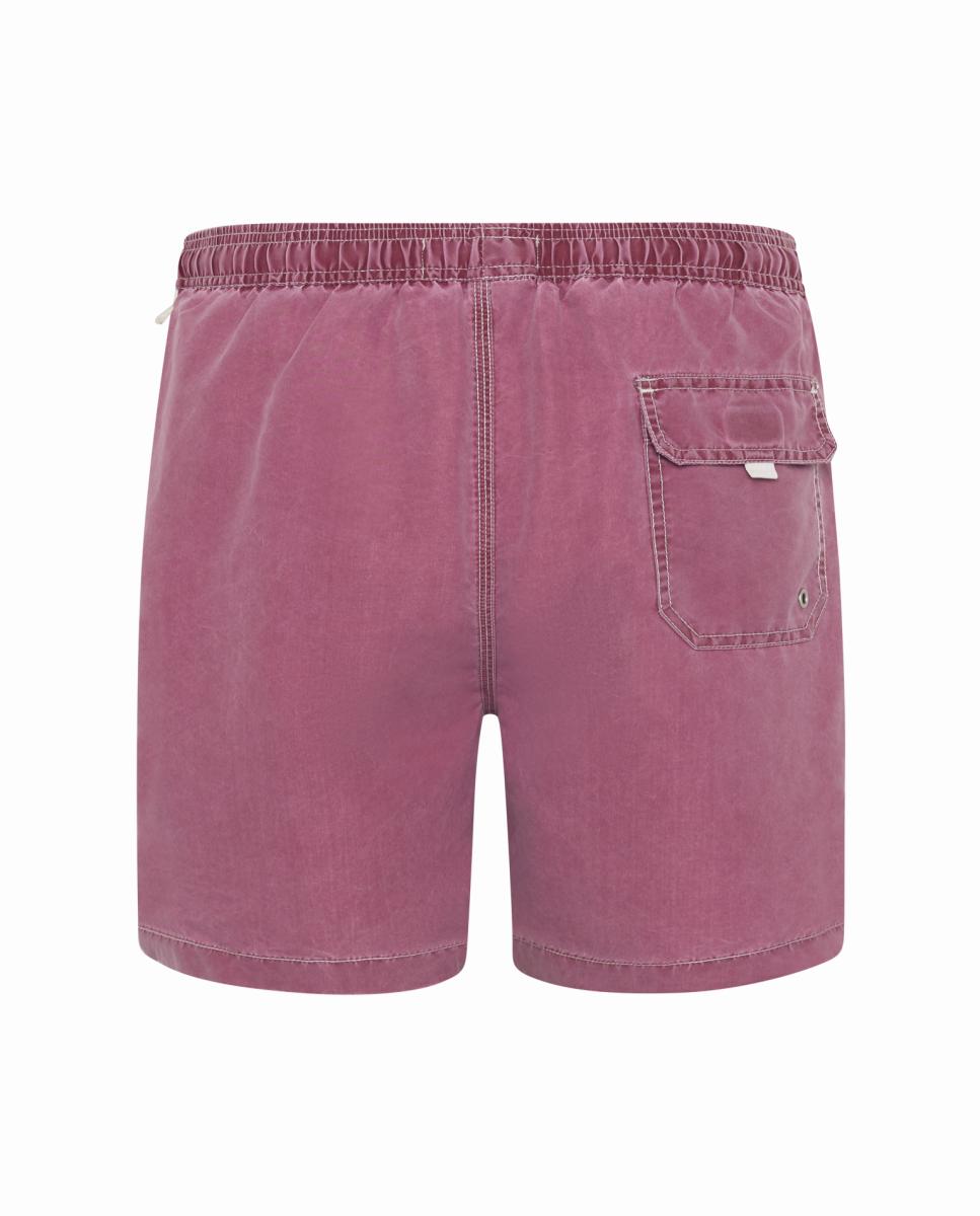 Calções de Banho Lisos com Efeito de Lavagem Vermelho/Grená-2