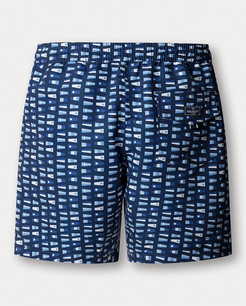 Calções de Banho com Estampado de Bandeiras Azul-2