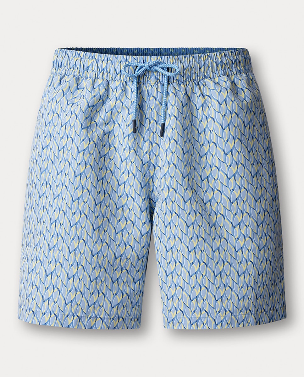 Calções de Banho com Estampado de Cristais Azul-claro-1