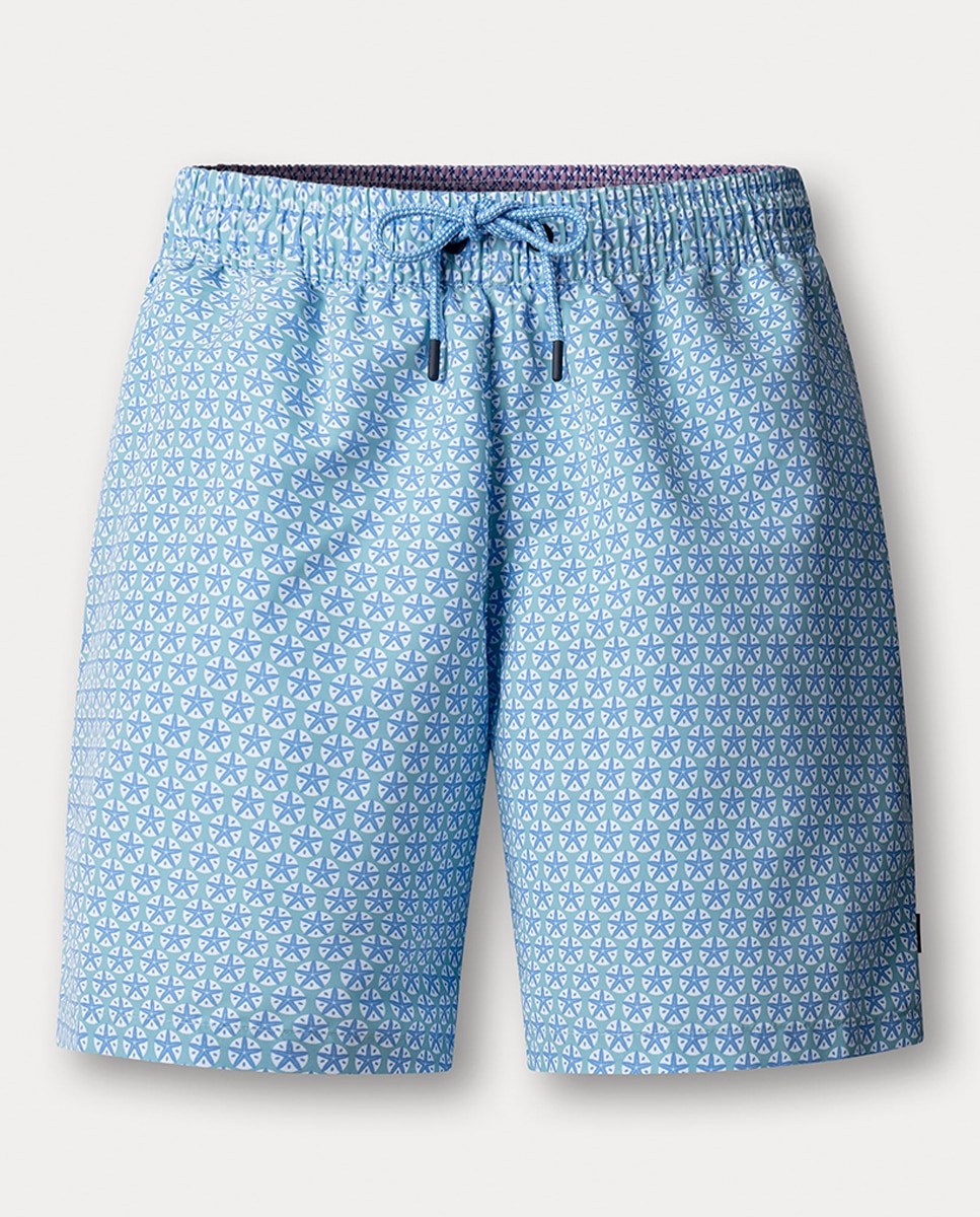 Calções de Banho com Estampado de Estrelas-do-Mar Azul-1