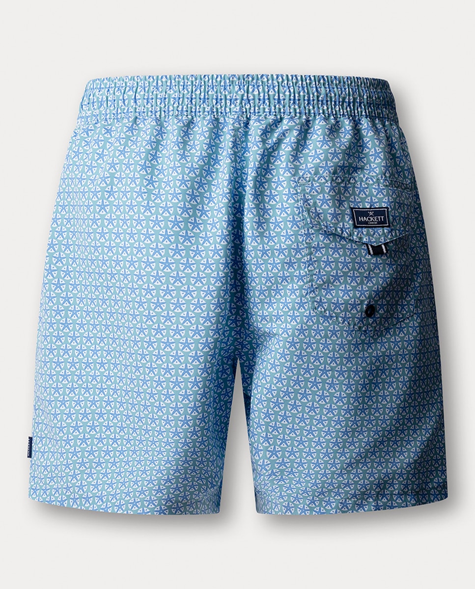 Calções de Banho com Estampado de Estrelas-do-Mar Azul-2