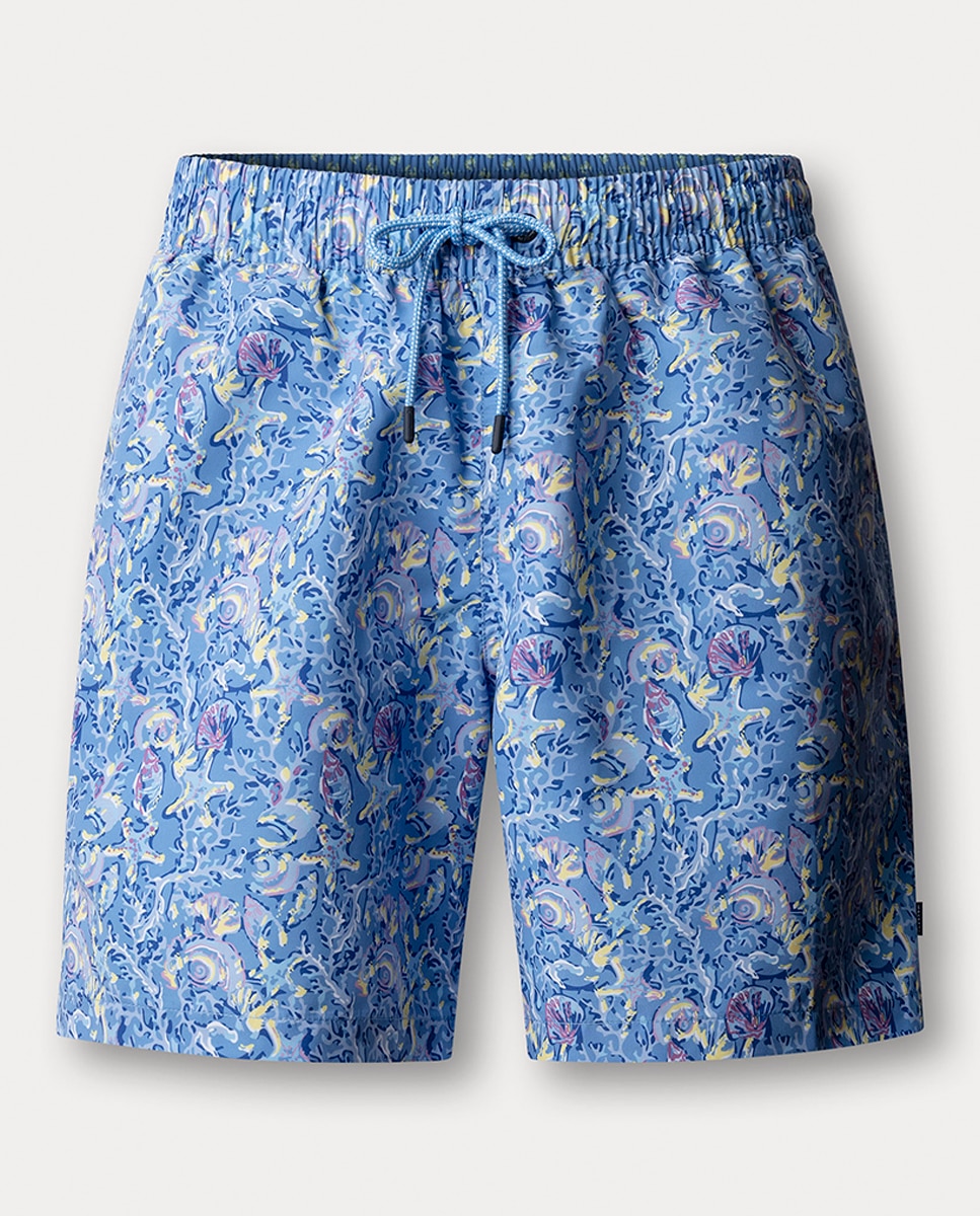 Calções de Banho com Estampado de Oceano Azul-1
