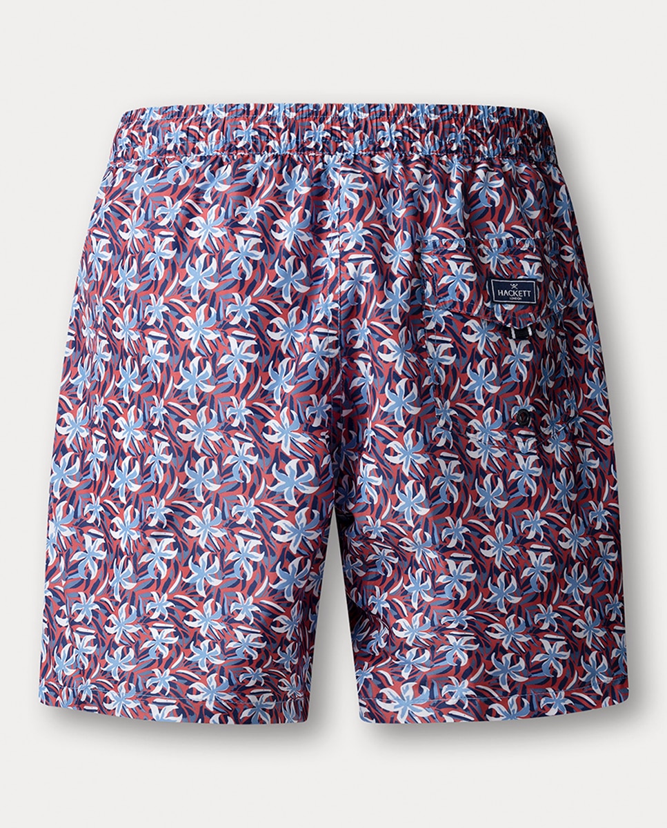 Calções de Banho com Estampado Floral Grená-2