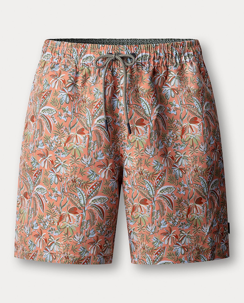 Calções de Banho com Estampado de Selva Pêssego-1