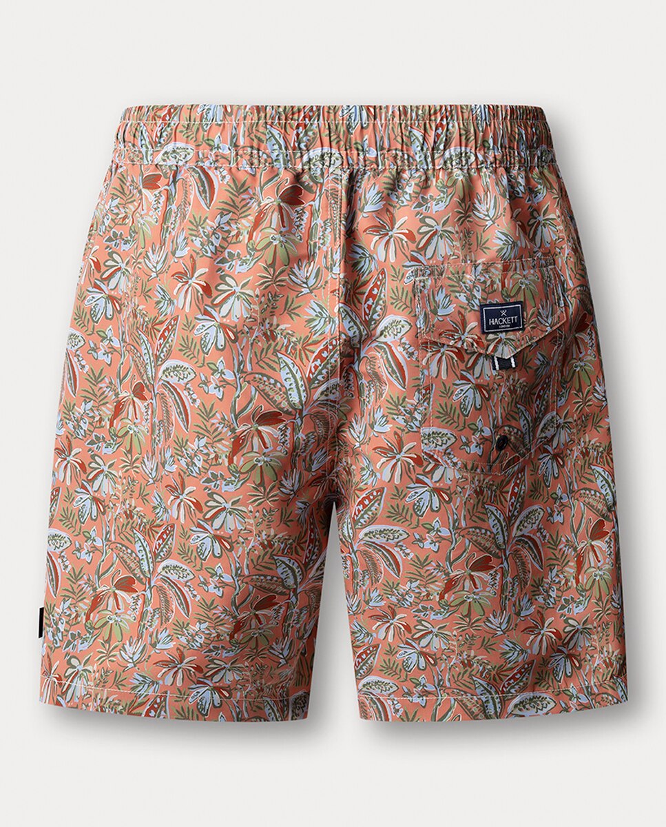 Calções de Banho com Estampado de Selva Pêssego-2