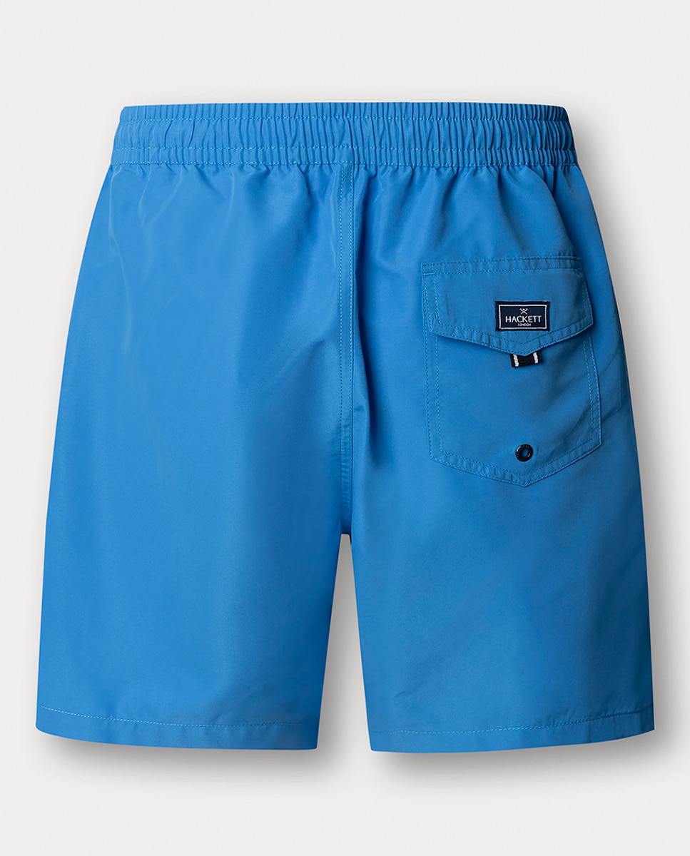 Calções de Banho Lisos com Logótipo Bordado Azul-claro-2