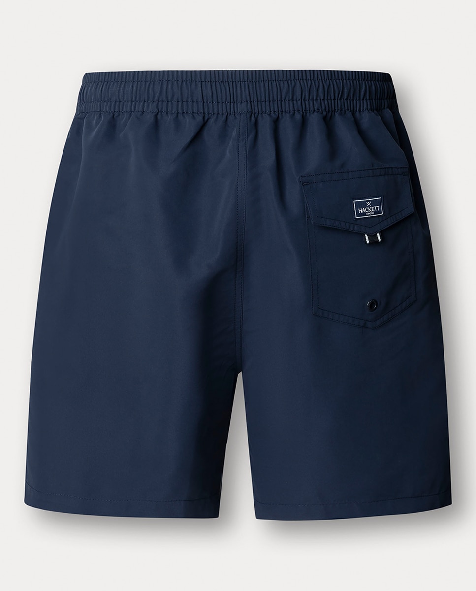 Calções de Banho Lisos com Logótipo Bordado Azul-marinho-2