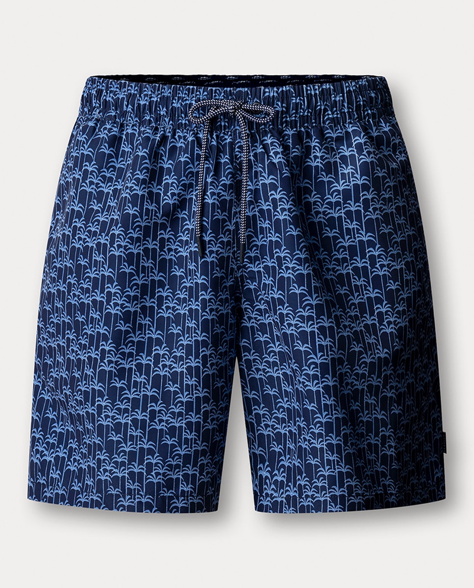 Calções de Banho com Estampado de Palmeiras Azul-marinho-1