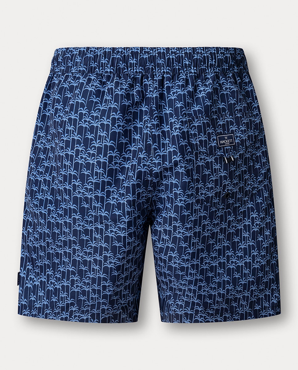 Calções de Banho com Estampado de Palmeiras Azul-marinho-2