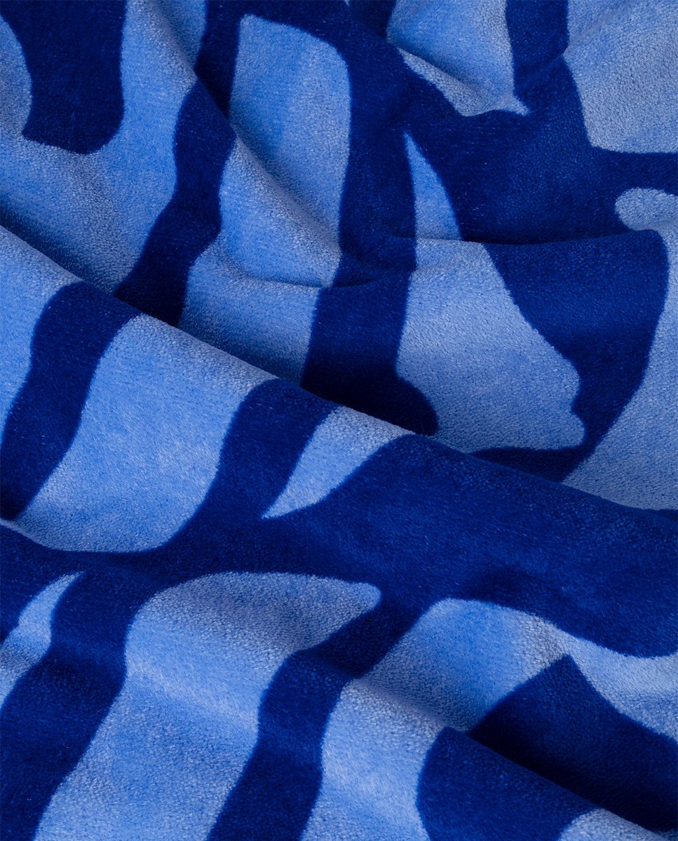 Toalha com Estampado de Peixes e Logótipo da Marca Azul-4