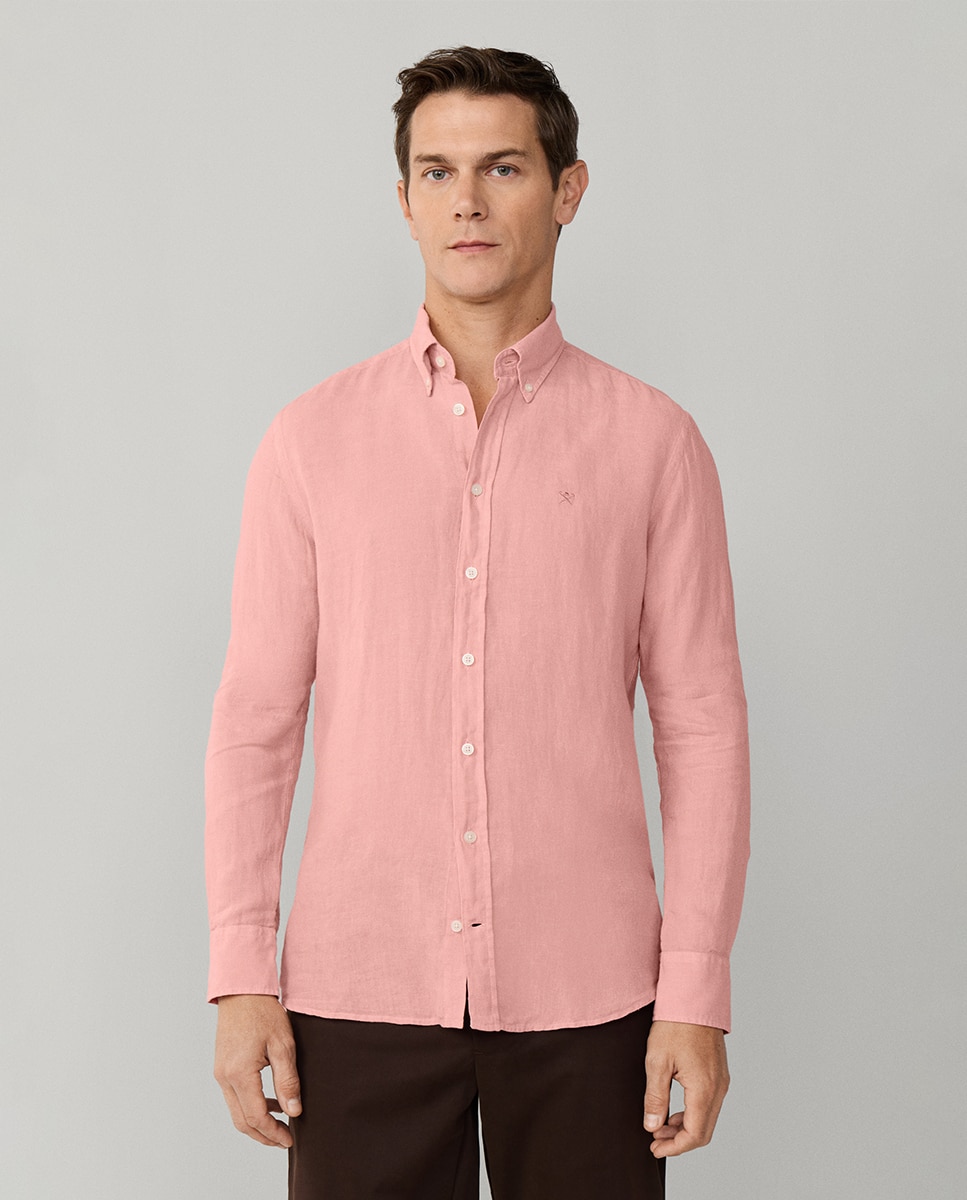 Imagem 0 de Camisa de Linho Lisa com Logótipo Bordado