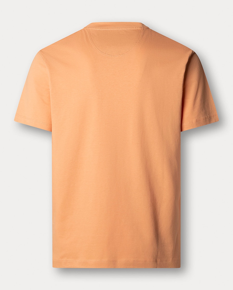 T-shirt de Manga Curta com Logótipo no Lado Esquerdo do Peito Laranja-2