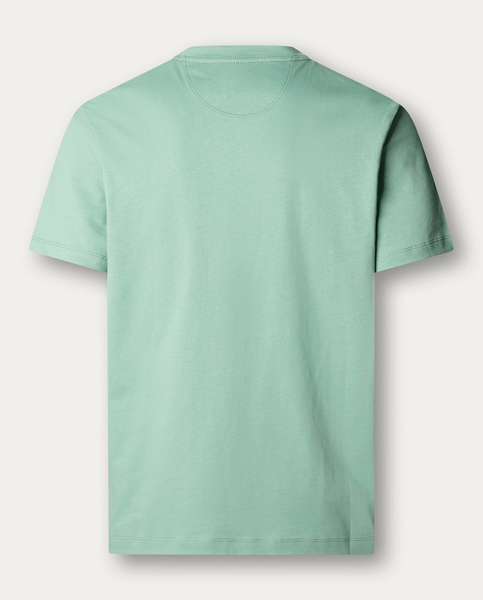 T-shirt de Manga Curta com Logótipo no Lado Esquerdo do Peito Verde Água-2