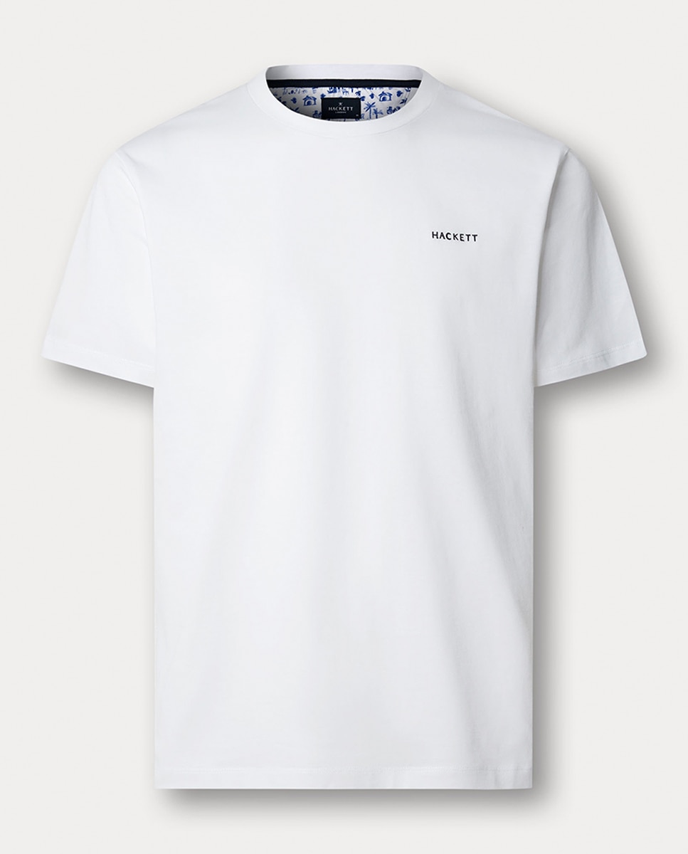 T-shirt de Manga Curta com Logótipo no Lado Esquerdo do Peito Branco-1