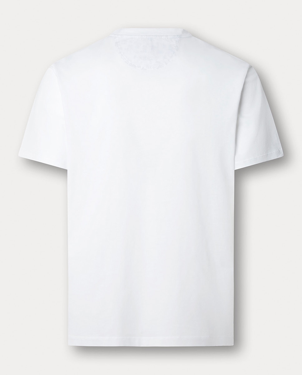 T-shirt de Manga Curta com Logótipo no Lado Esquerdo do Peito Branco-2
