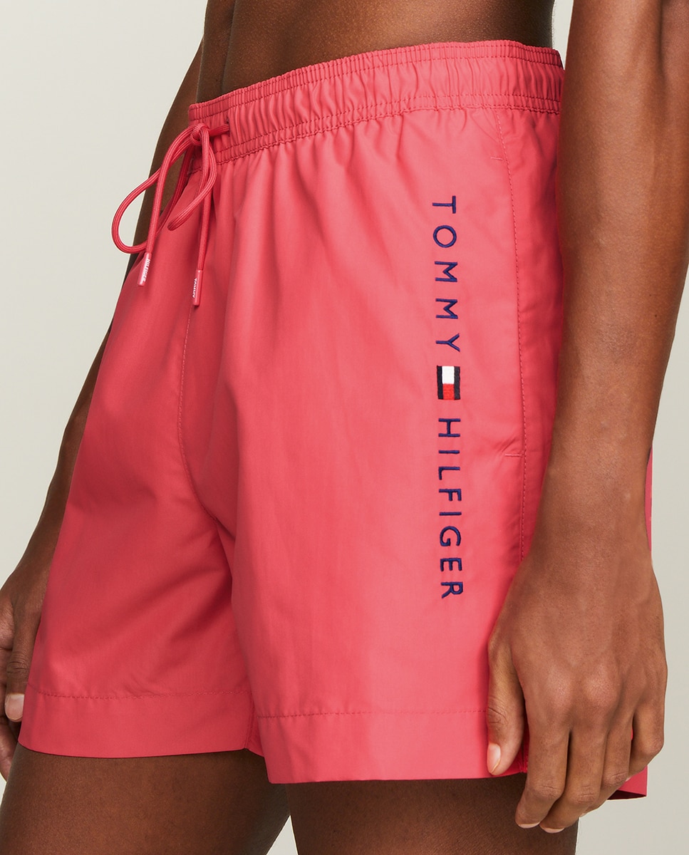 Calções de Banho com Dois Bolsos Laterais e um Bolso Traseiro Rosa-4