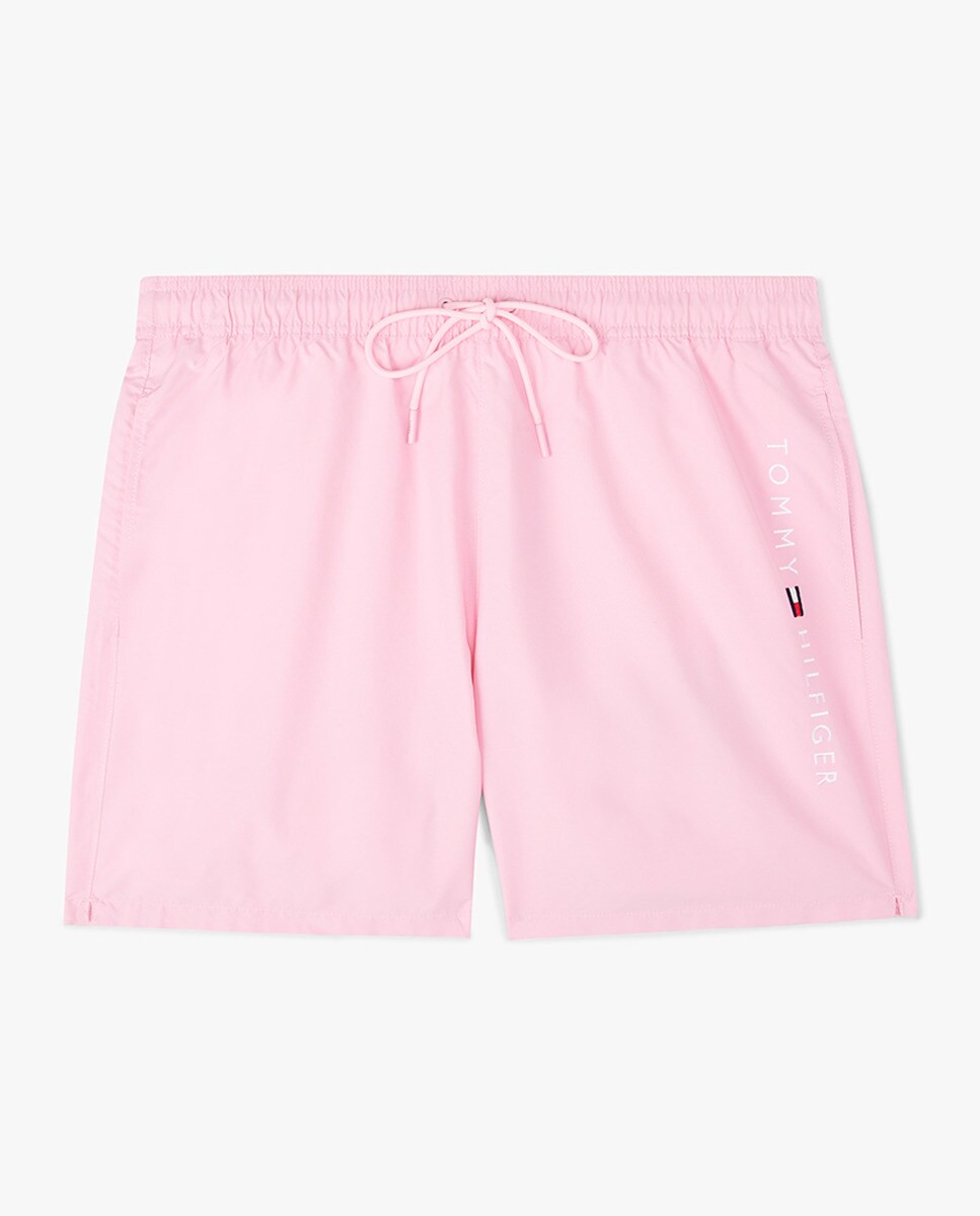 Calções de Banho com Dois Bolsos Laterais e um Bolso Traseiro Rosa-5