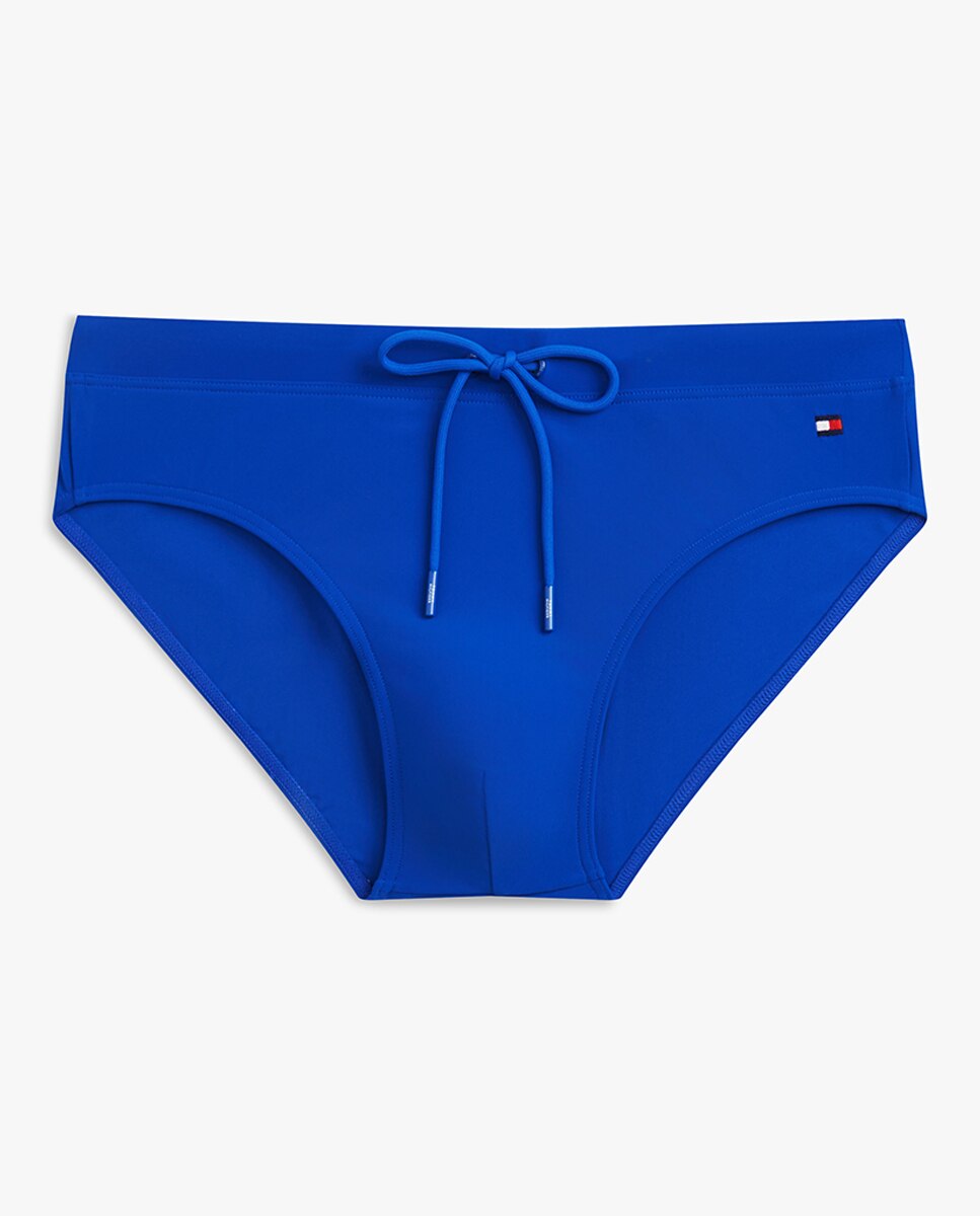 Calções de Banho Tipo Briefs Lisos Azul-4