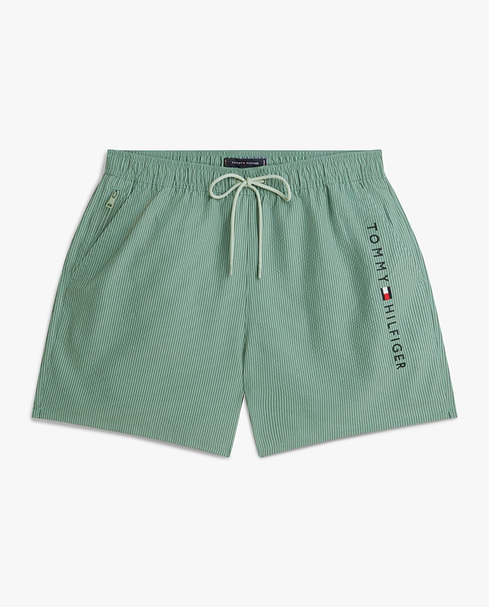 Calções de Banho Estampados com Logótipo Bordado Verde-4