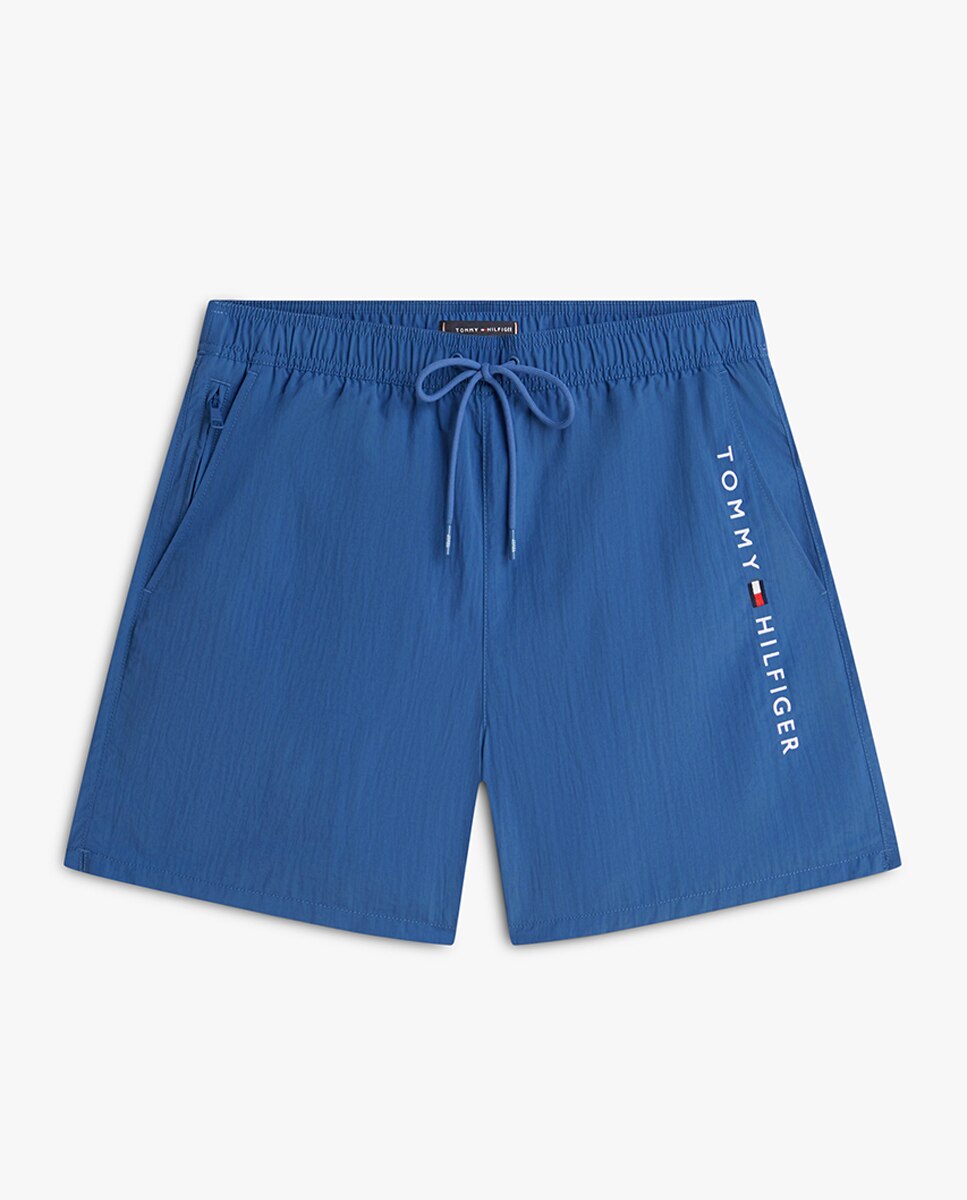 Calções de Banho Lisos com Logótipo Bordado Azul-índigo-4