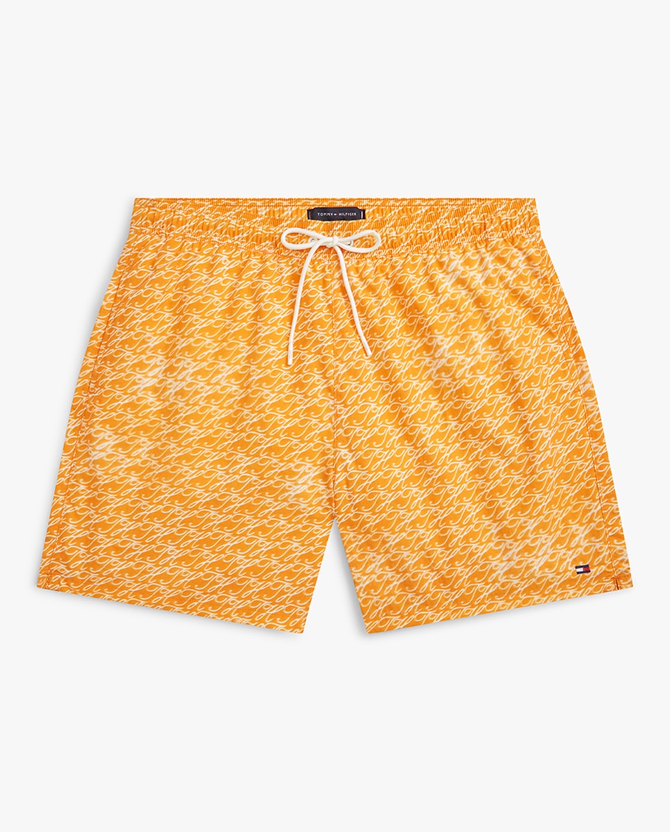 Calções de Banho com Dois Bolsos Laterais e Cintura Ajustável Laranja-4