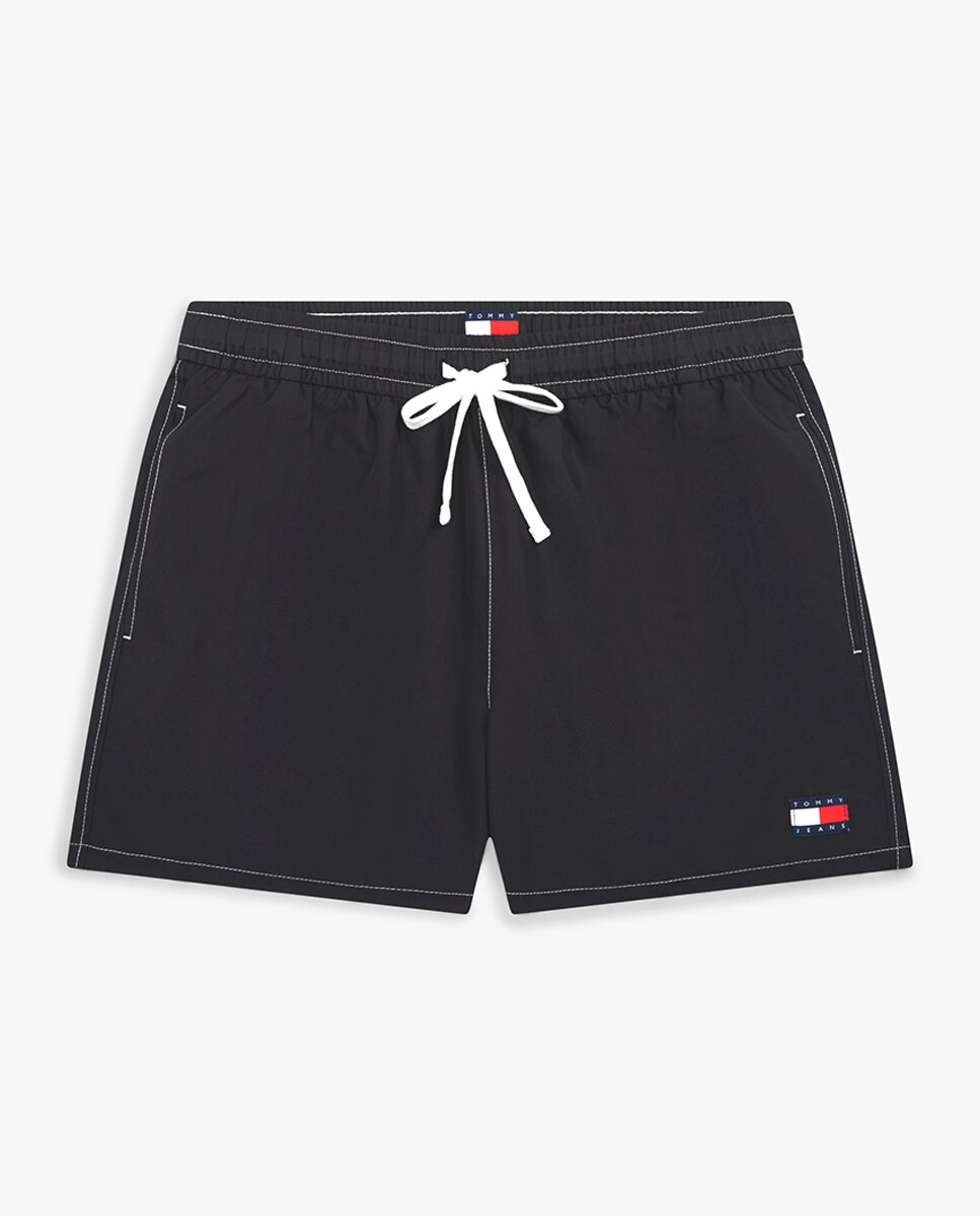 Calções de Banho Lisos com Logótipo Bordado Preto-4