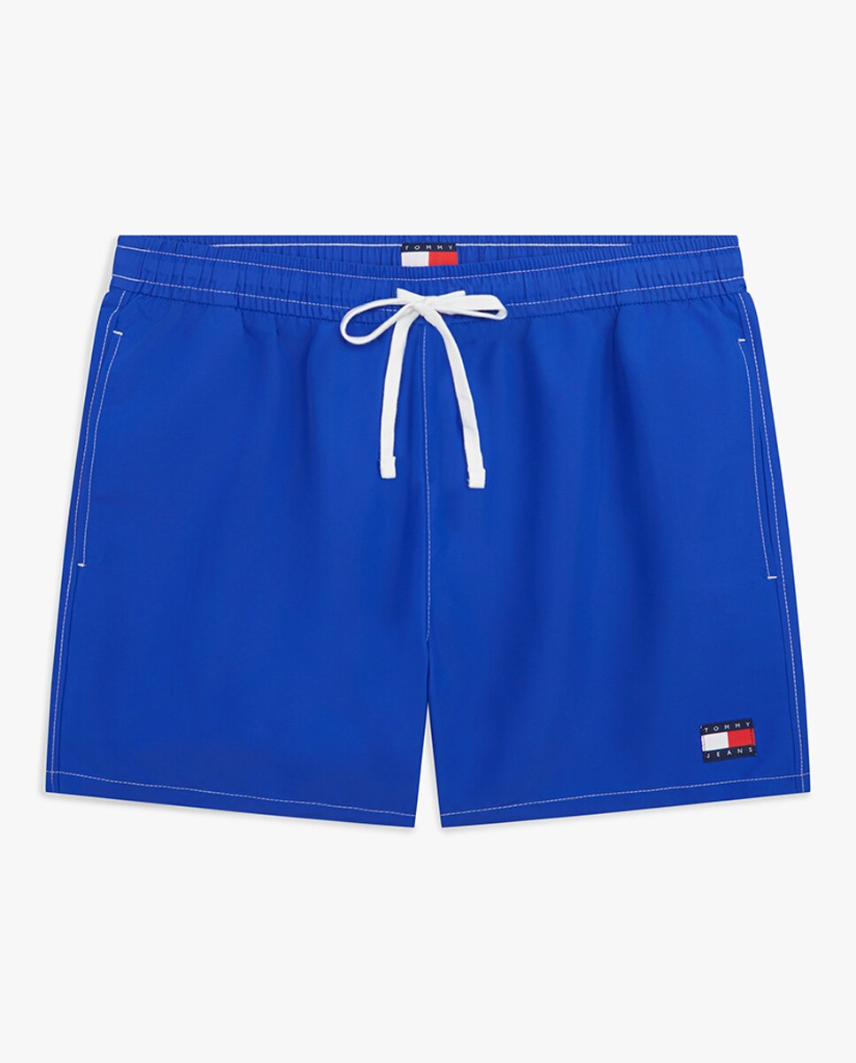 Calções de Banho Lisos com Logótipo Bordado Azul-4