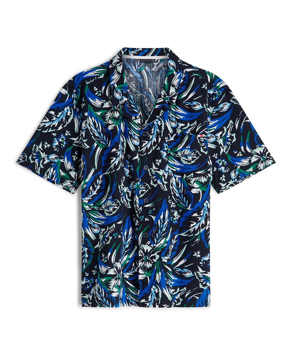 Camisa de Manga Curta Estampada Multicolor-4